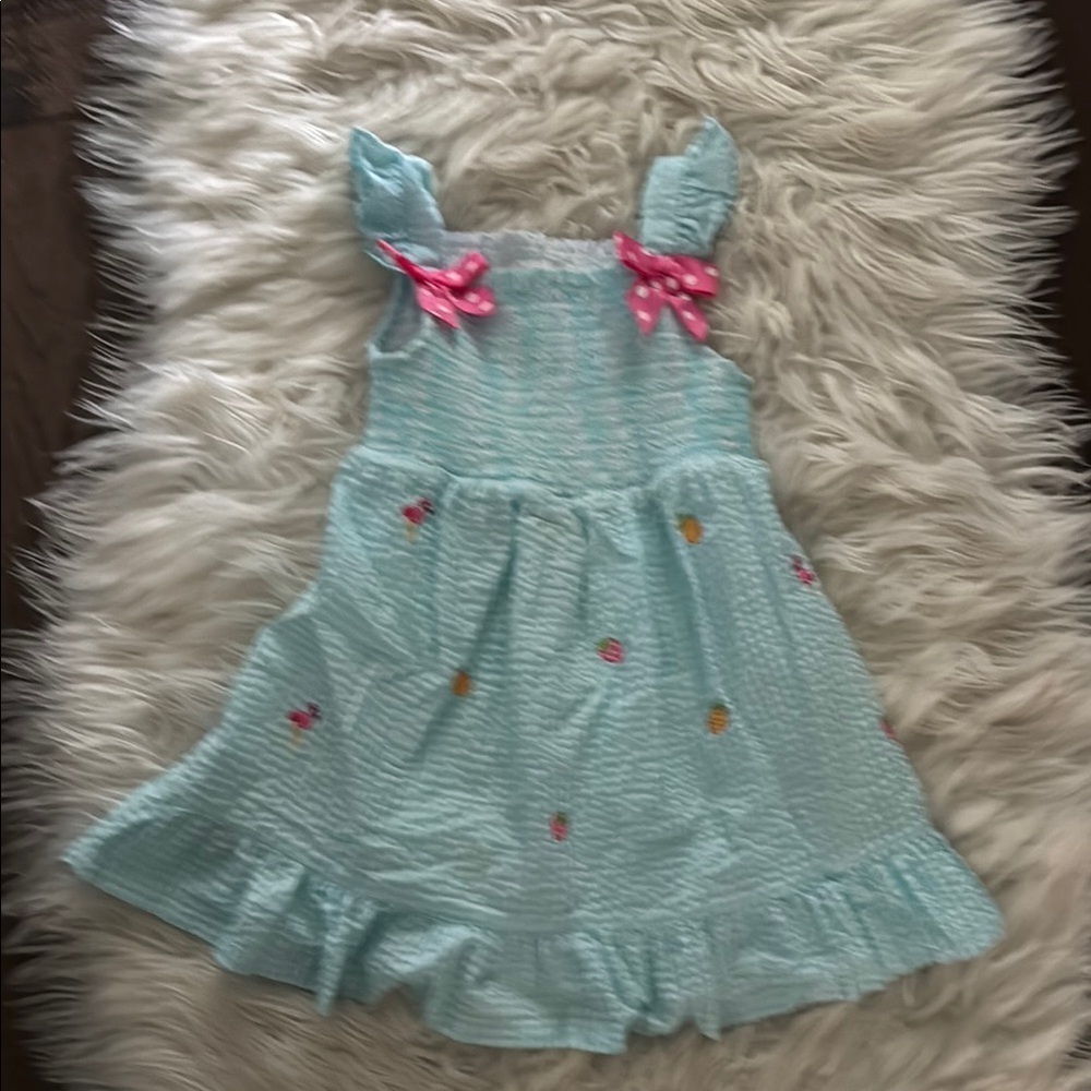 Charming Blue Dress with Pink Accents